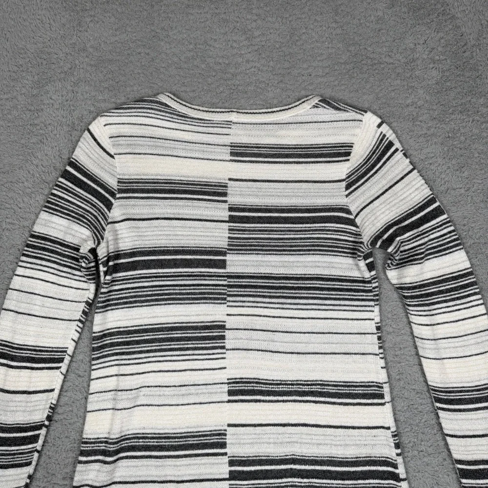 Free People Womens Small Striped Knit Tunic Long Sleeve‎ Mini Dress Ivory Black